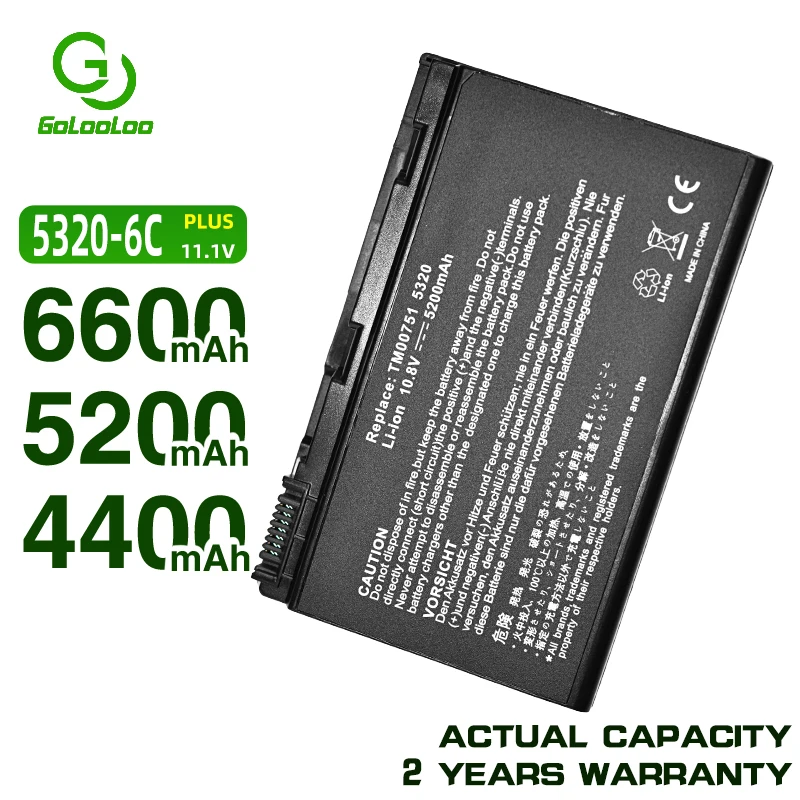 Golooloo 4400 мА/ч Батарея для acer TravelMate GRAPE32 5720 5220 5220G 5230 5320 5520 5330 5520G 5530 5530G 5720G TM00741|battery for