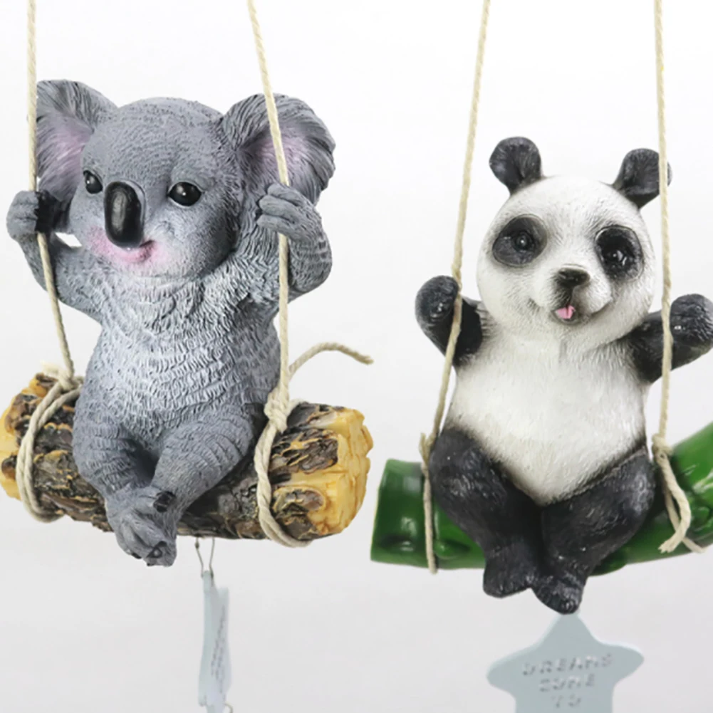 Kid Home Decoration Cute Girl Room Resin Mini Swing Panda Koala Animal Wind Chimes Hanging Pendant Birthday Gift | Дом и сад