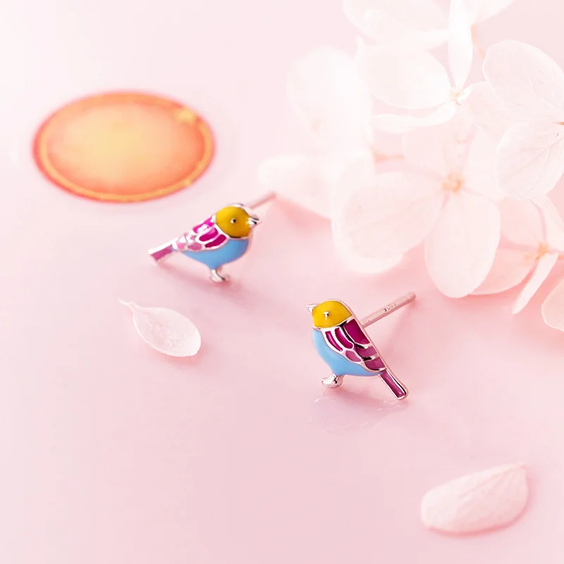 Trustdavis 100% Серебро 925 пробы женские ювелирные изделия Модные Милые Цветные Птицы