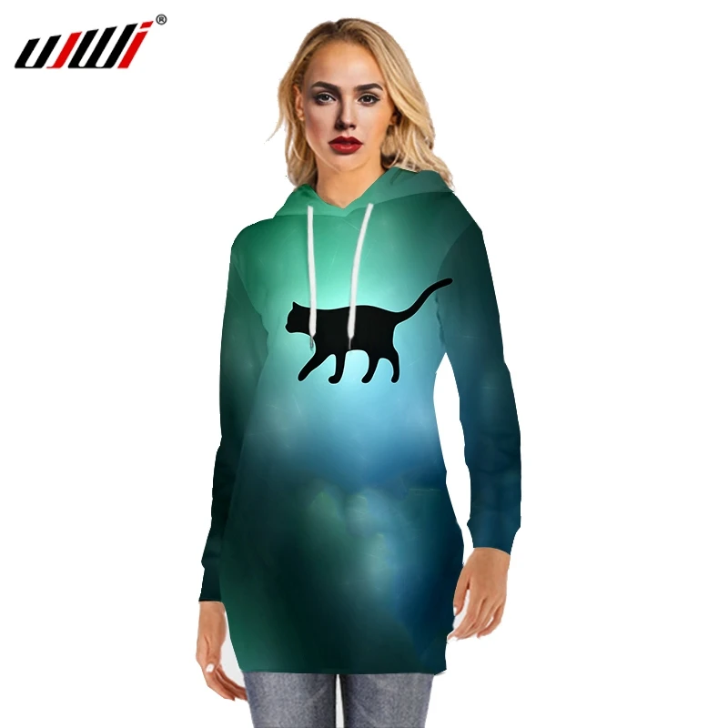 Повседневные свободные женские толстовки UJWI с длинным рукавом 3D принт Звездный