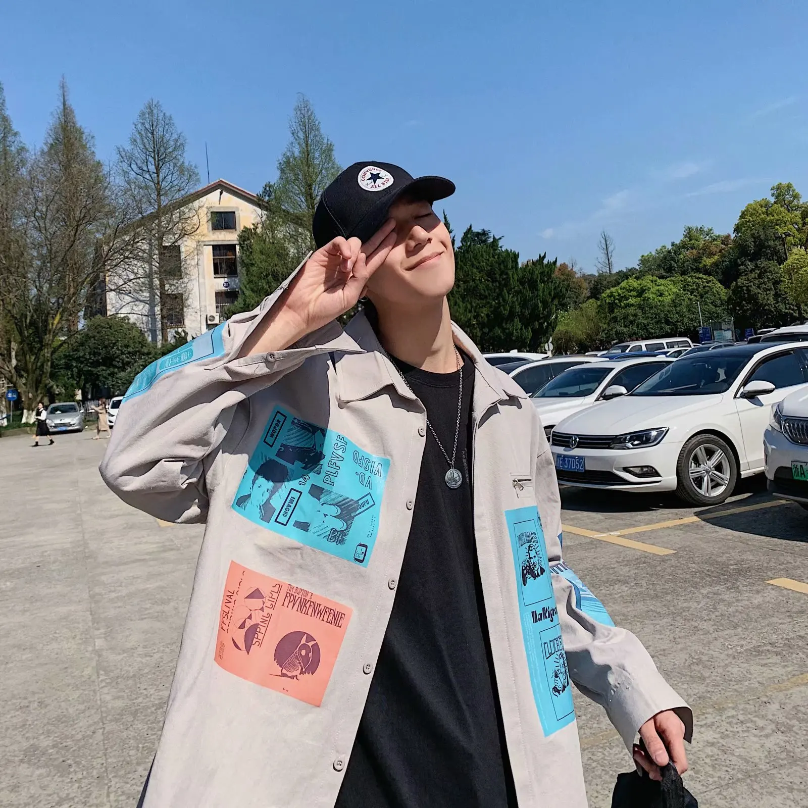 Fashion brand work shirt men's long sleeve Korean version and handsome Fashion jacket youth leisure printed 2021 streetwear
