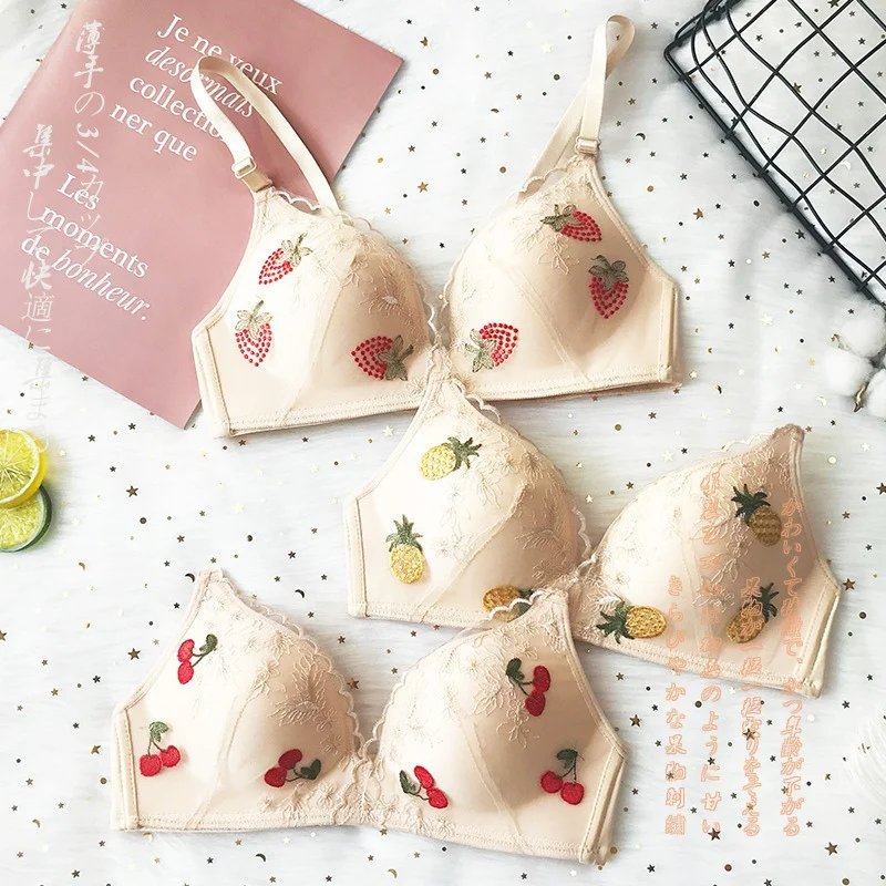 Женский сексуальный бюстгальтер без косточек с пуш-ап регулируемой вышивкой