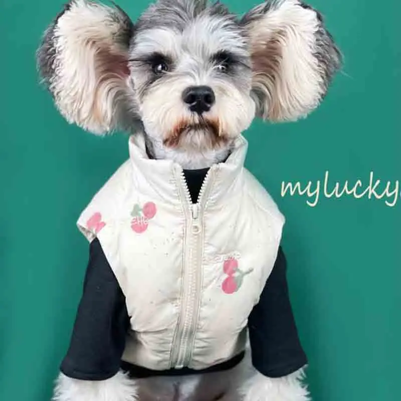 

Dog clothes autumn and winter warm cherry vest Teddy Schnauzer Bomei French fighting small and medium-sized dog pet down jacket