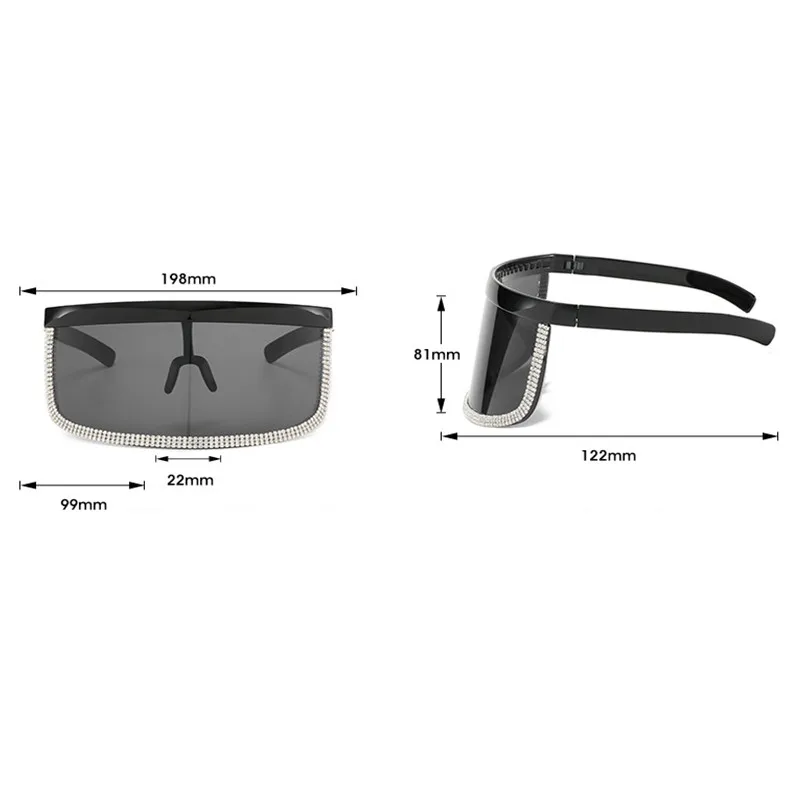 

Large Face Covering Personality Windproof Sand Sunglasses Women Face Mask Shade Sunglasses Diamond Glasses Black Fashion Sexy