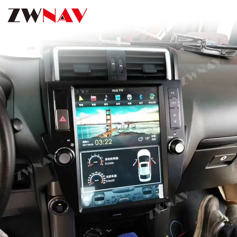 Автомобильный мультимедийный плеер tesla style Vertical screen на Android 9.0 для Toyota Land Cruiser Prado 150 2014-2017 годов.