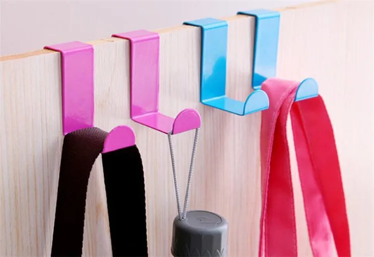 2pcs Stainless Steel Hooks Kitchen Cabinet Draw Hooks Kitchen Cabinet Draw Towel Clothes Pothook Clothes Hanger Holder 5 Colors