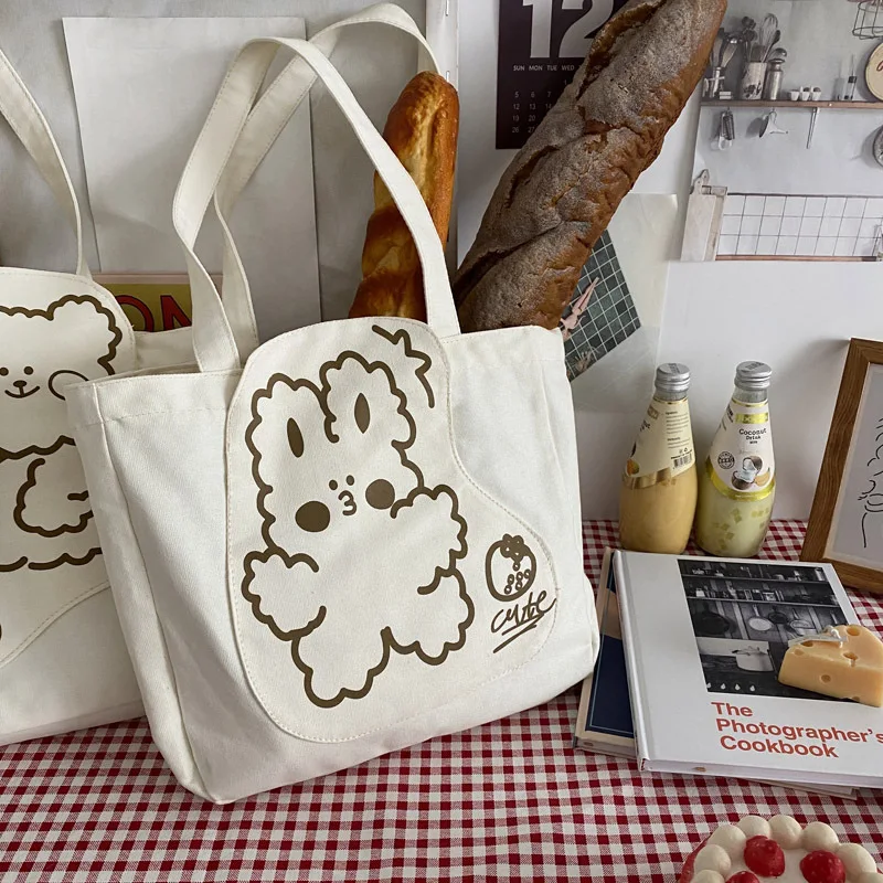 

Large Capacity Tote Women's Bag Canvas Handbags Letters Shoulder Bags For Female 2021 Ladies Cute Animal Sac A Main Femme Bolsas