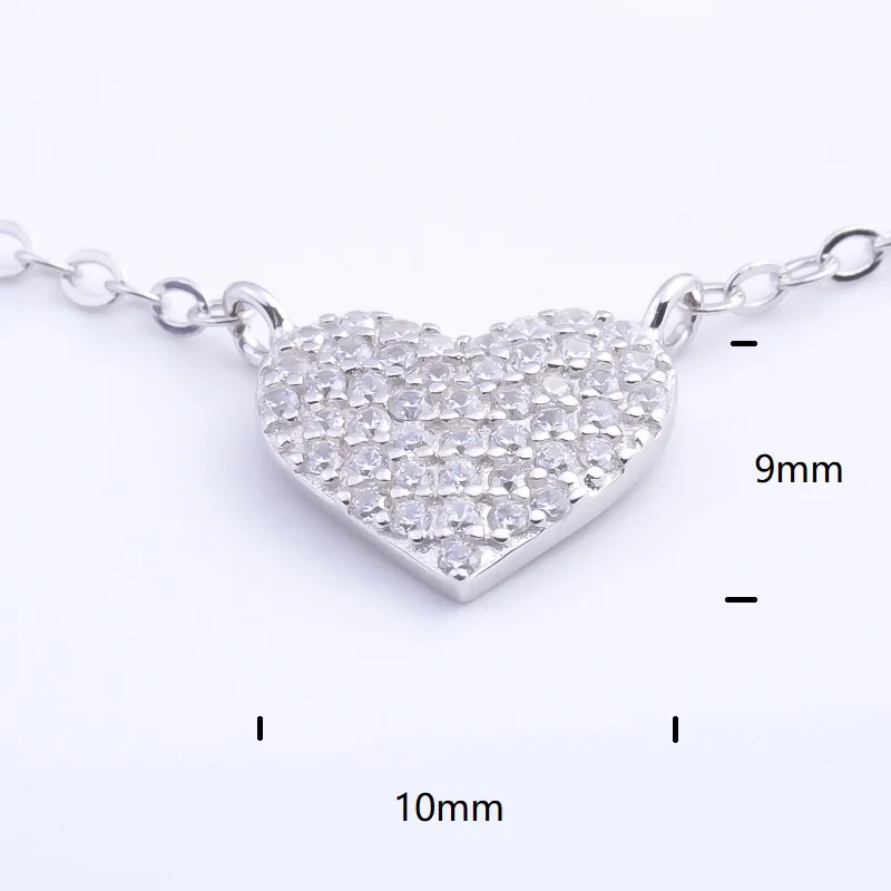 

Paved Zircon Love Heart Necklace 925 Sterling Silver Necklaces For Women Long Chains Collar Pendants Fashion Jewelry Lover Gift
