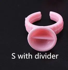 S With Divider 100 шт Розовый одноразовый Anel Batoque микроблейдинг тату чернила кольцо колпачок Пигментные чашки контейнер для клея держатель Прививка ресниц Средний - Color: S With Divider