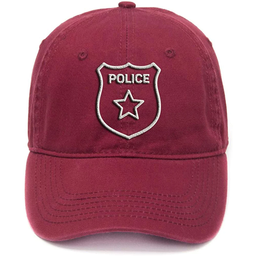 

Lyprerazy Men Women Unisex Hip Hop Cool Flock Printing Police Badge Washed Cotton Adjustable Baseball Cap