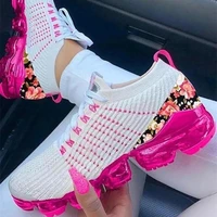 womens sports shoes new style air cushion casual shoes flying woven color matching running shoes female comfortable sneakers