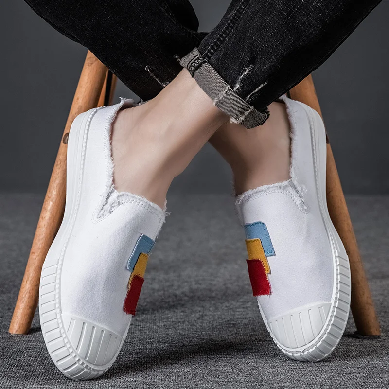 Летняя парусиновая обувь Удобная молодежная модная мужская повседневная Лоферы