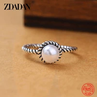 zdadan 925 sterling silver twist pearl open adjustable ring thai silver fine jewelry for women accessories party fashion gift