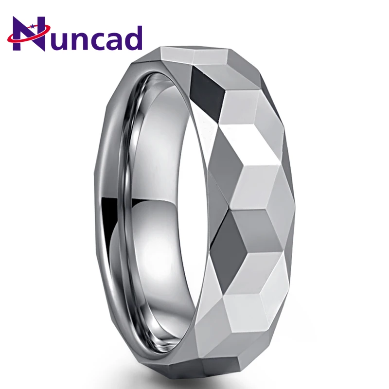 

Nuncad Men's Tungsten Carbide Rings 6MM Rhombus Polished Silver Color Rings For Male Jewelry Comfort fit Size