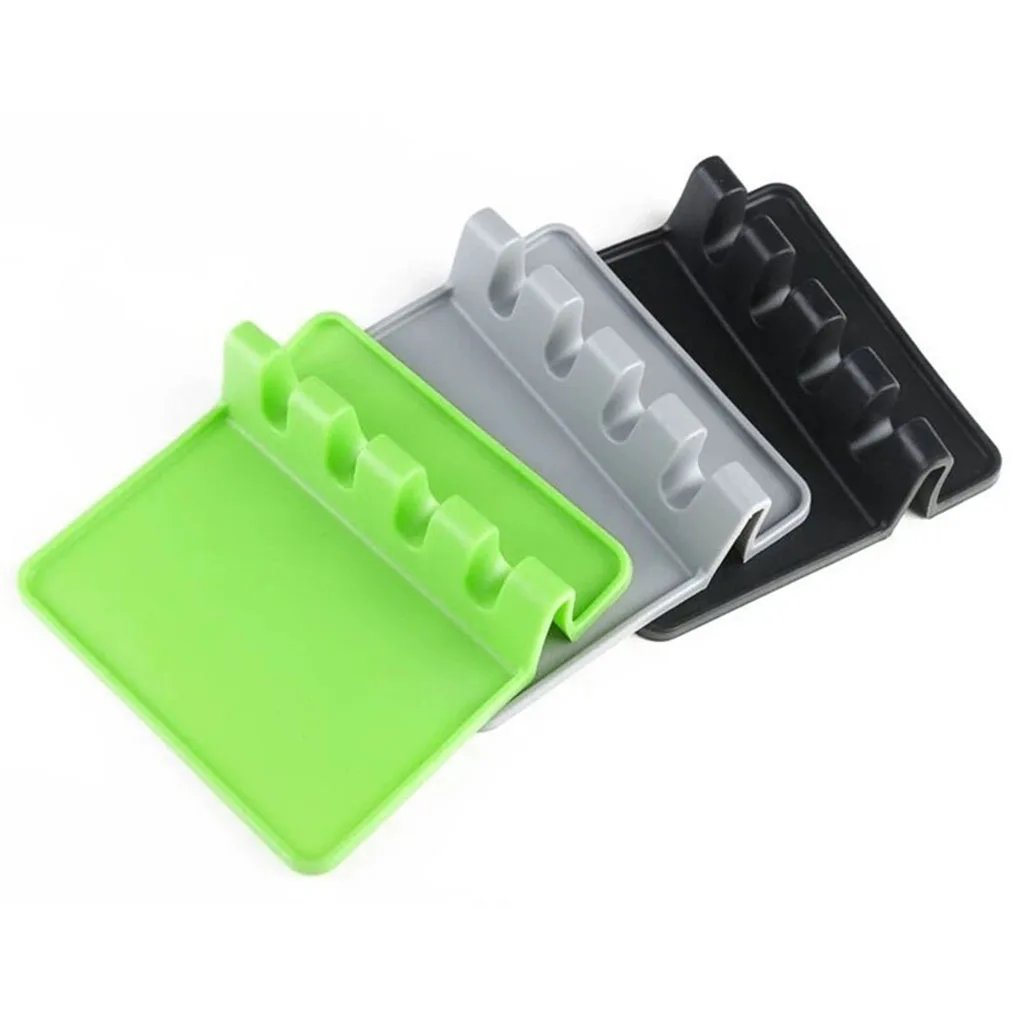 

Kitchen Spoon Holders Fork Spatula Rack Shelf Organizer Plastic Spoon Rest Chopsticks Holder Non-slip Spoons Pad Kitchen Utensil