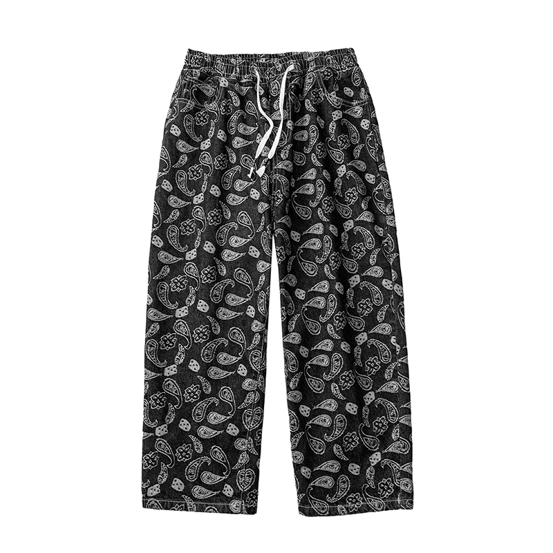 

Spring Autumn New Hong Kong Style Large Size Men's Jeans Casual Ankle-Length Pants Male Print Fashion Straight Trousers N8050P55