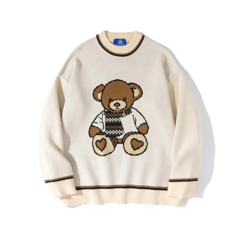 

Bear Women's Knitted Sweater 2021 Autumn New O-neck Long Sleeve Warm Oversized Pullover Jumper Casual Loose Sweaters