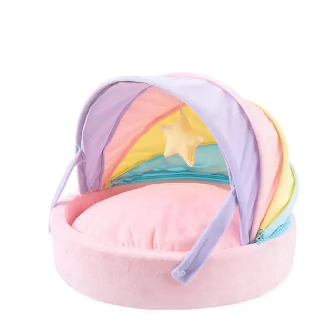 

Rainbow Cat Bed Soft Pet Sleeping Pad Deep Sleep Cat Nest Dog Bed Comfortable And Breathable Dog House Stars Toy