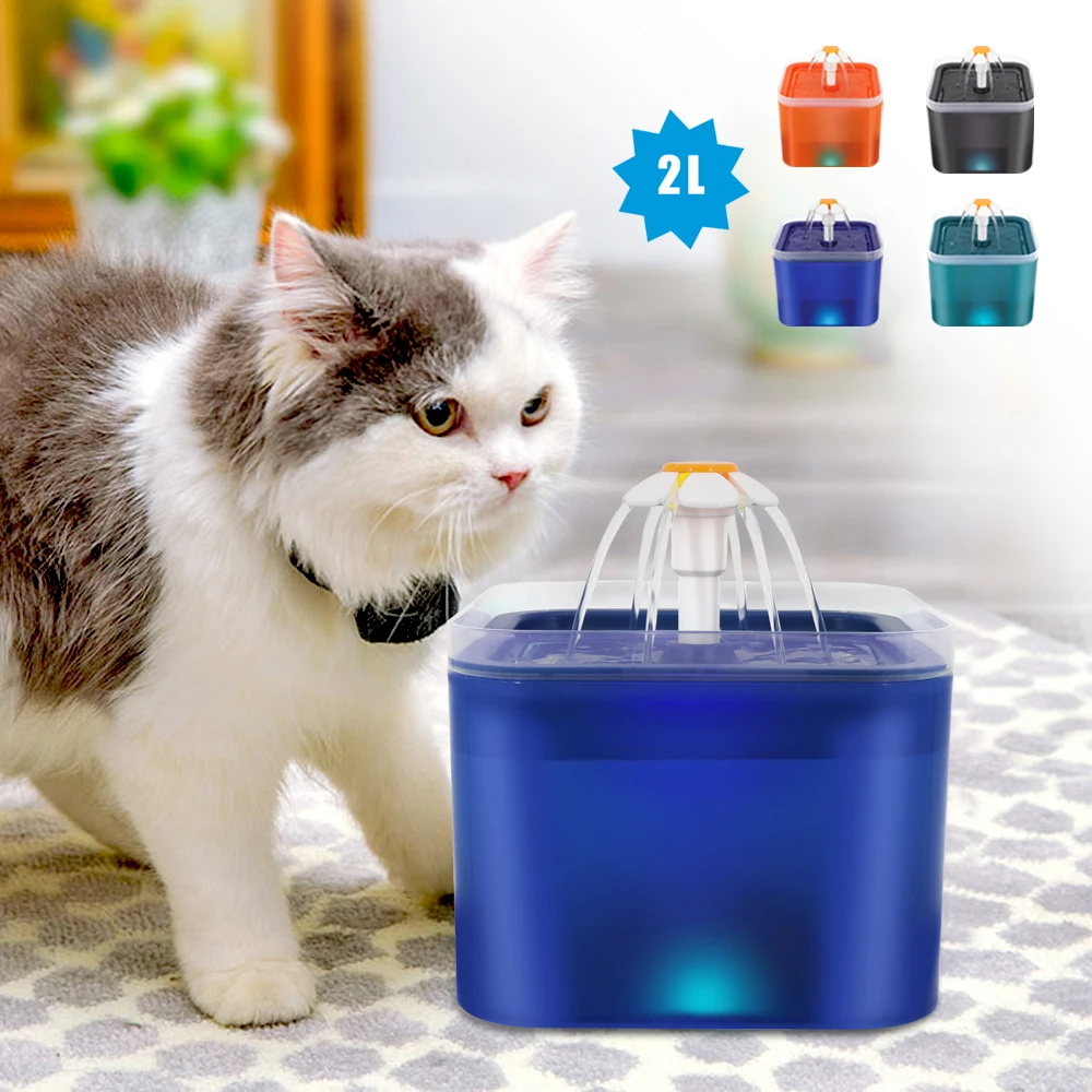 

2L кошка автоматическая подача воды фонтан электрический USB Pet Поильник для собаки Фидер светодиодный светильник для собак кошек питьевой ча...