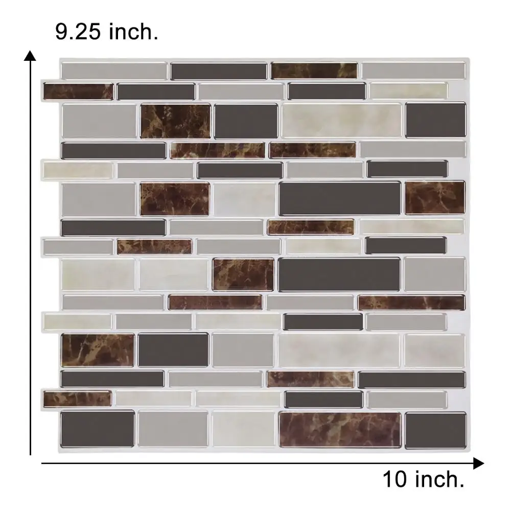 

Vividtiles Peel And Stick Wall Tile Brown Marble Mosaic Adhesive Stickers DIY Bathroom House Sticker Wall Decal Viny-1 Sheets