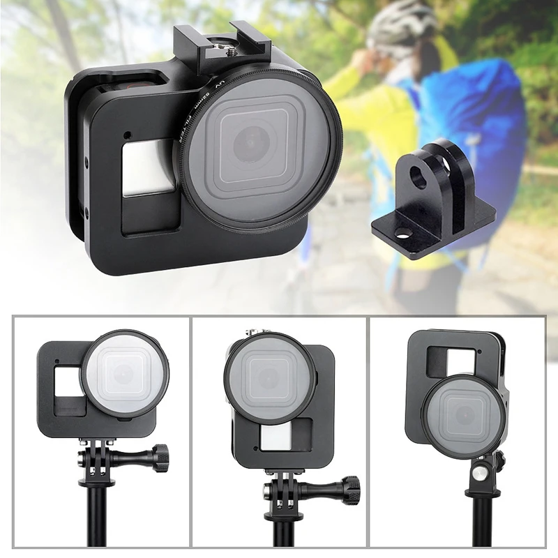 Для GOPRO HERO 8 черная рама из алюминиевого сплава клетка для собак с 52mmUV фильтром |