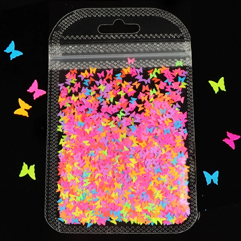 Флуоресцентные блестки в форме бабочки 1 пакет|Стразы и украшения| |