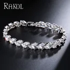 Браслет женский RAKOL, с фианитами и листьями, для свадьбы, ужина
