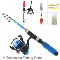 1m ultrashort portable ice fishing rod reel line combo full kits with soft shrimp lure float lead weight combo fishing rods