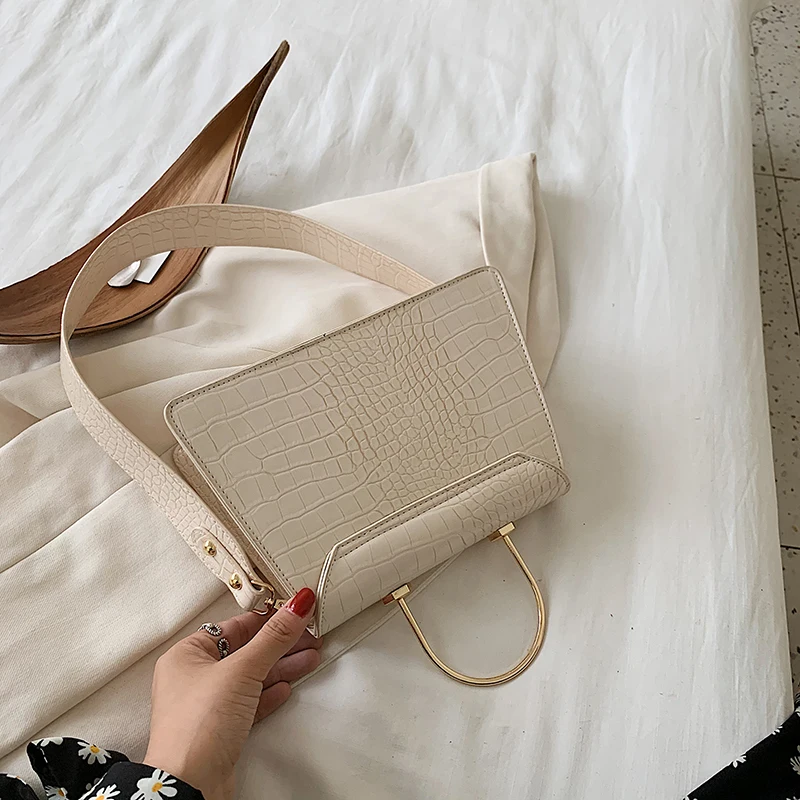

Fashion Alligator Pattern Shoulder Bags for Women Pu Leather Designer Square Flap Messenger Bag Ladies Luxury Handbags Sac 2021
