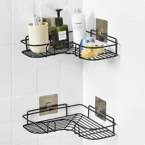 Неперфорированные угловые стеллажи для ванной, все принадлежности для ванной комнаты, железные стеллажи для хранения, кухонные треугольны...