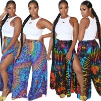 ar5039 europe and the united states 2021 sexy womens clothing tie dye pants with slit positioning printing
