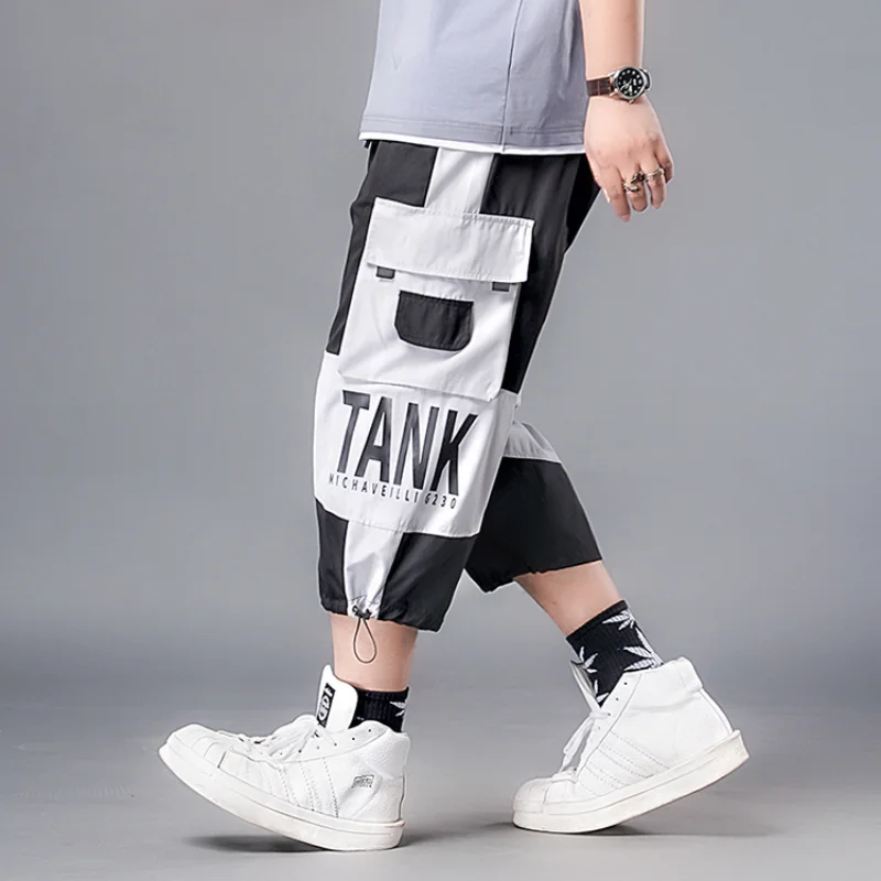 

Бриджи мужские со шитьем, повседневные капри свободного покроя, длиной до щиколотки, большие размеры 5xl 6xl 7xl, белые, серые