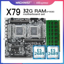 JGINYUE X79 LGA2011 Motherboard Set Kit With Xeon E5 2689 CPU *2 Processor and DDR3 32GB(4*8GB) REG ECC Memory X79-D4