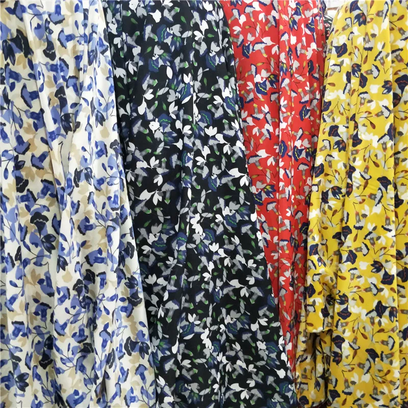 Полиэстер Цветочный принт креп Fbric для High-End украшение дома из исинской глины