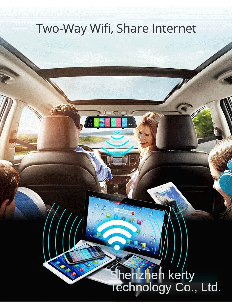 10 inch 4G rijden recorder GPS navigatie ADAS auto achteruitkijkspiegel camera Full HD 1080 P video DVR WiFi BT | Автомобили и