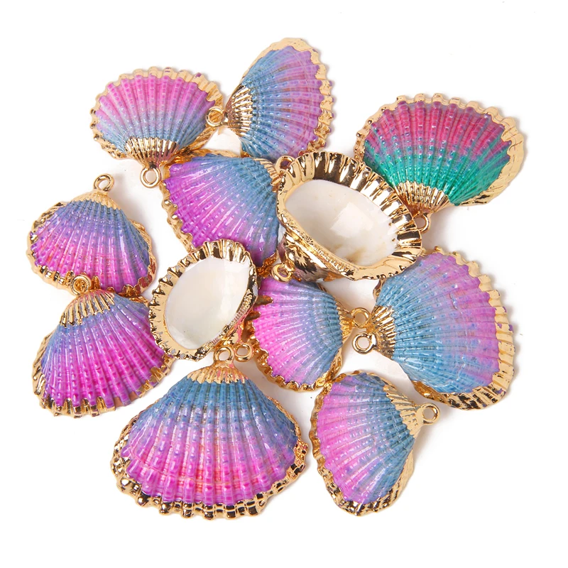 Радужные натуральные бусины Cowrie Shell россыпью 2 шт./лот для изготовления ювелирных