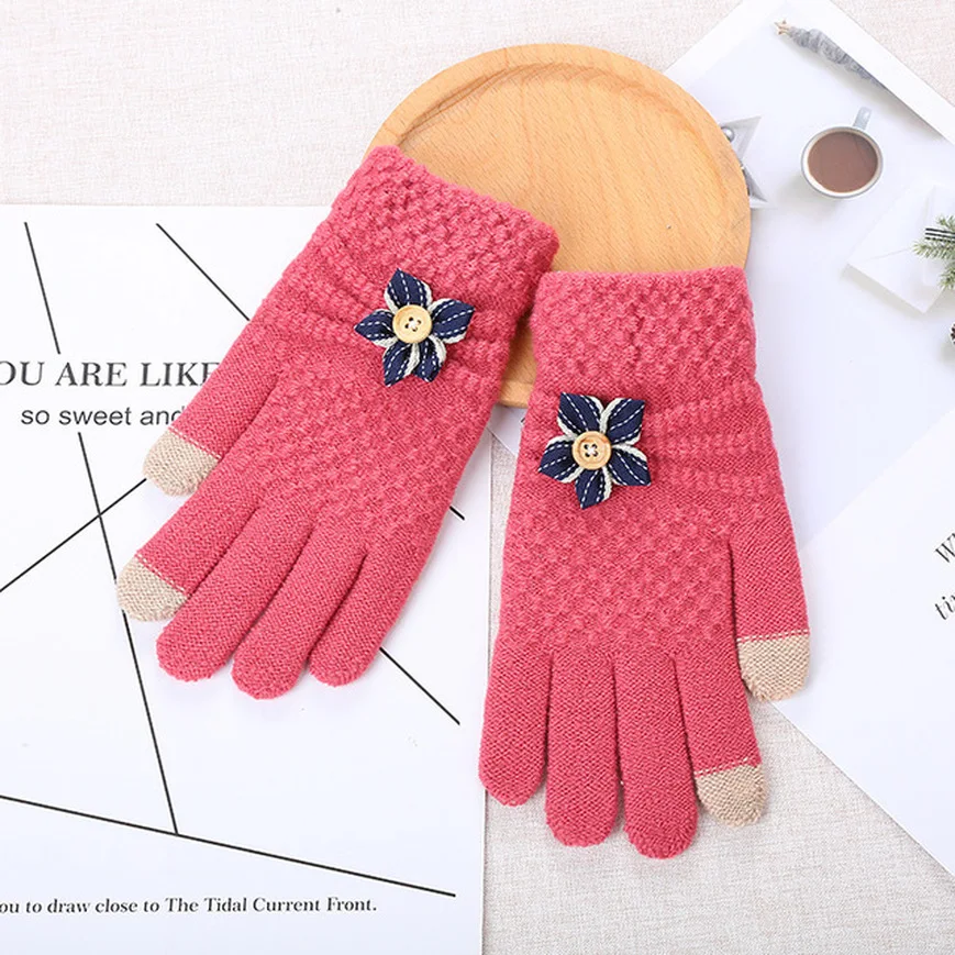 Горячая Распродажа двухслойные женские вязаные перчатки плюс бархатные толстые