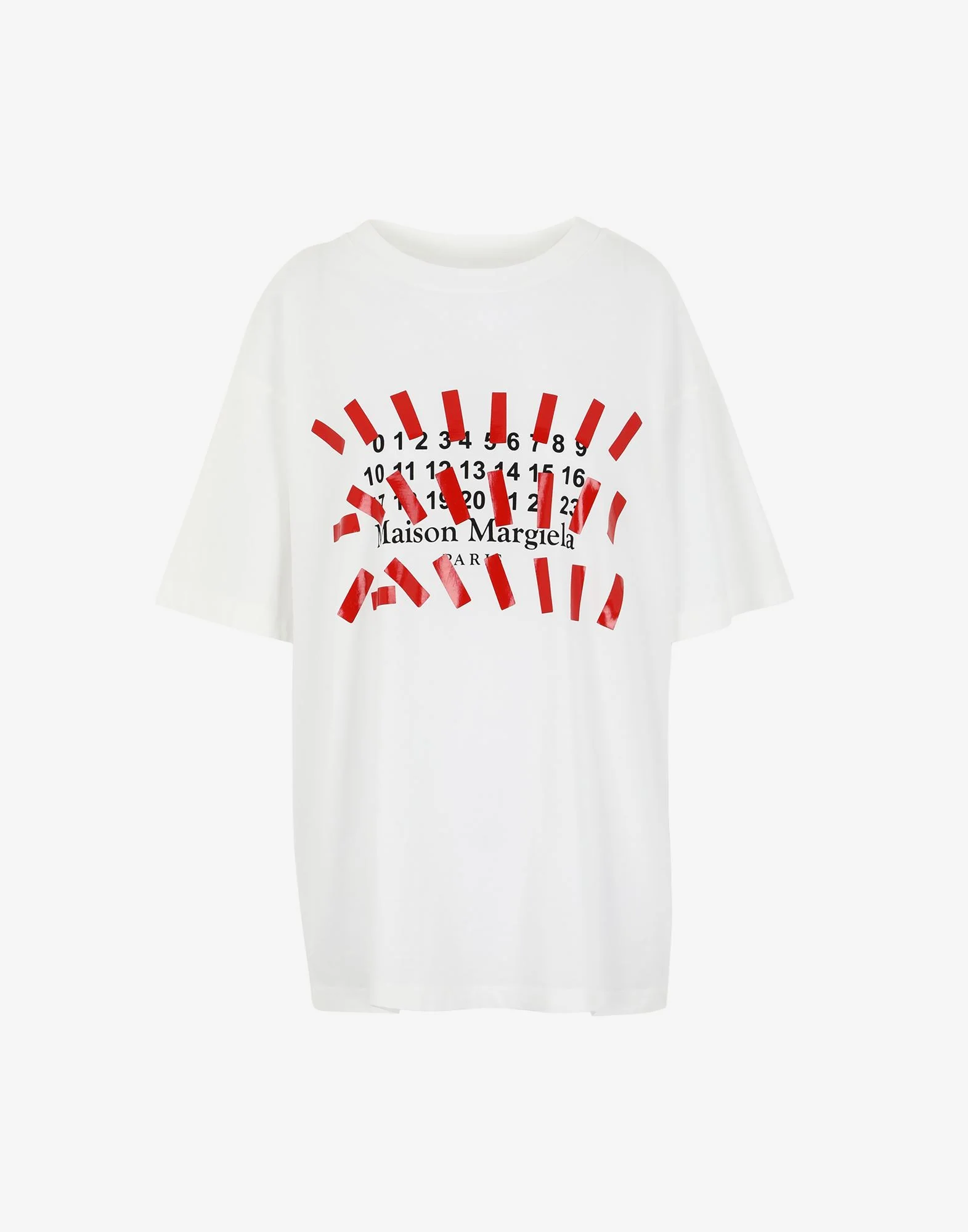 

New Style Margiela Tape T-Shirt Men/Women Summer Logo Tee Loose Short Cotton Sleeve Label Print With The Brand's Number Fashion