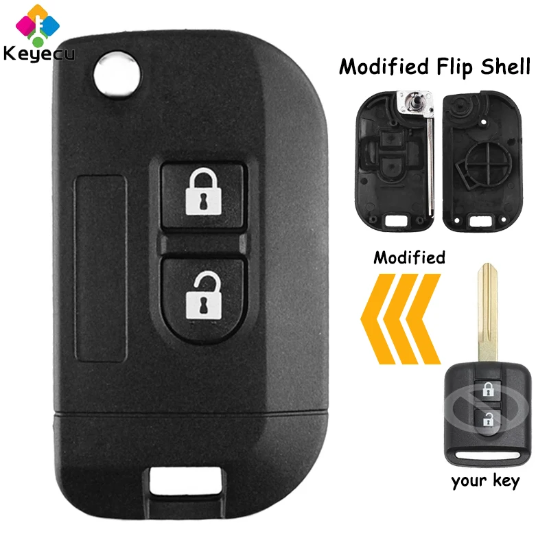 Модифицированный складной/откидной Чехол KEYECU для автомобильного ключа с