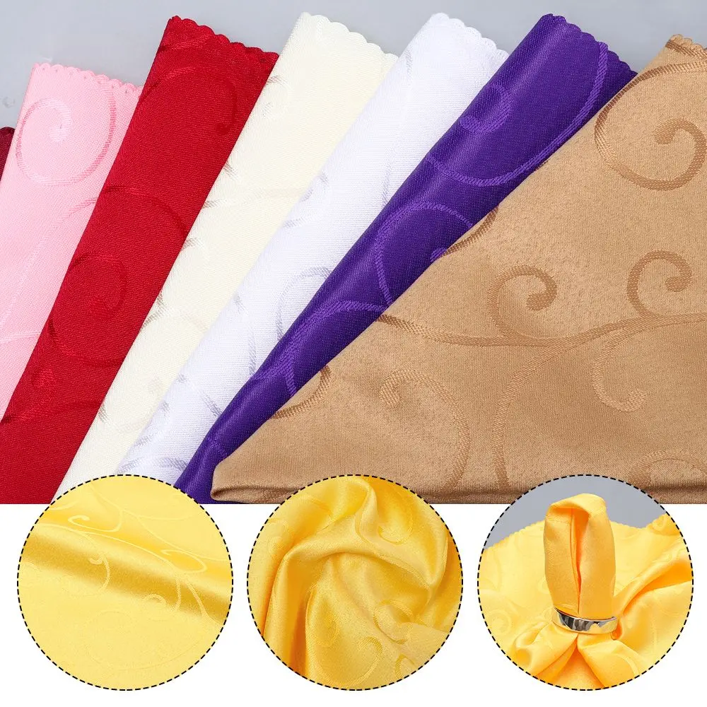 

New 48cm Hotel Home Decoration Party Supplies Polyester Pocket Handkerchief Table Napkins Cloth Satin Fabric Square Napkin