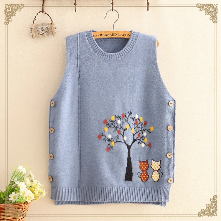 Ретро-свитер с круглым вырезом жилет женский свободный пуловер свитер 2019 весна и