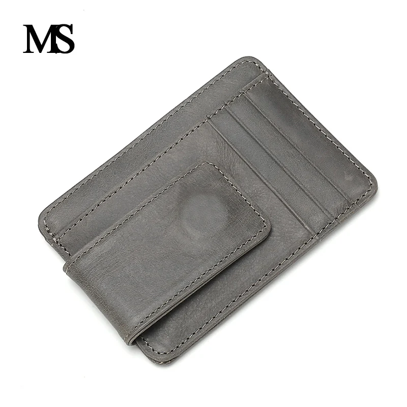 MS винтажный кожаный кошелек для кредитных карт цветной мужской держатель