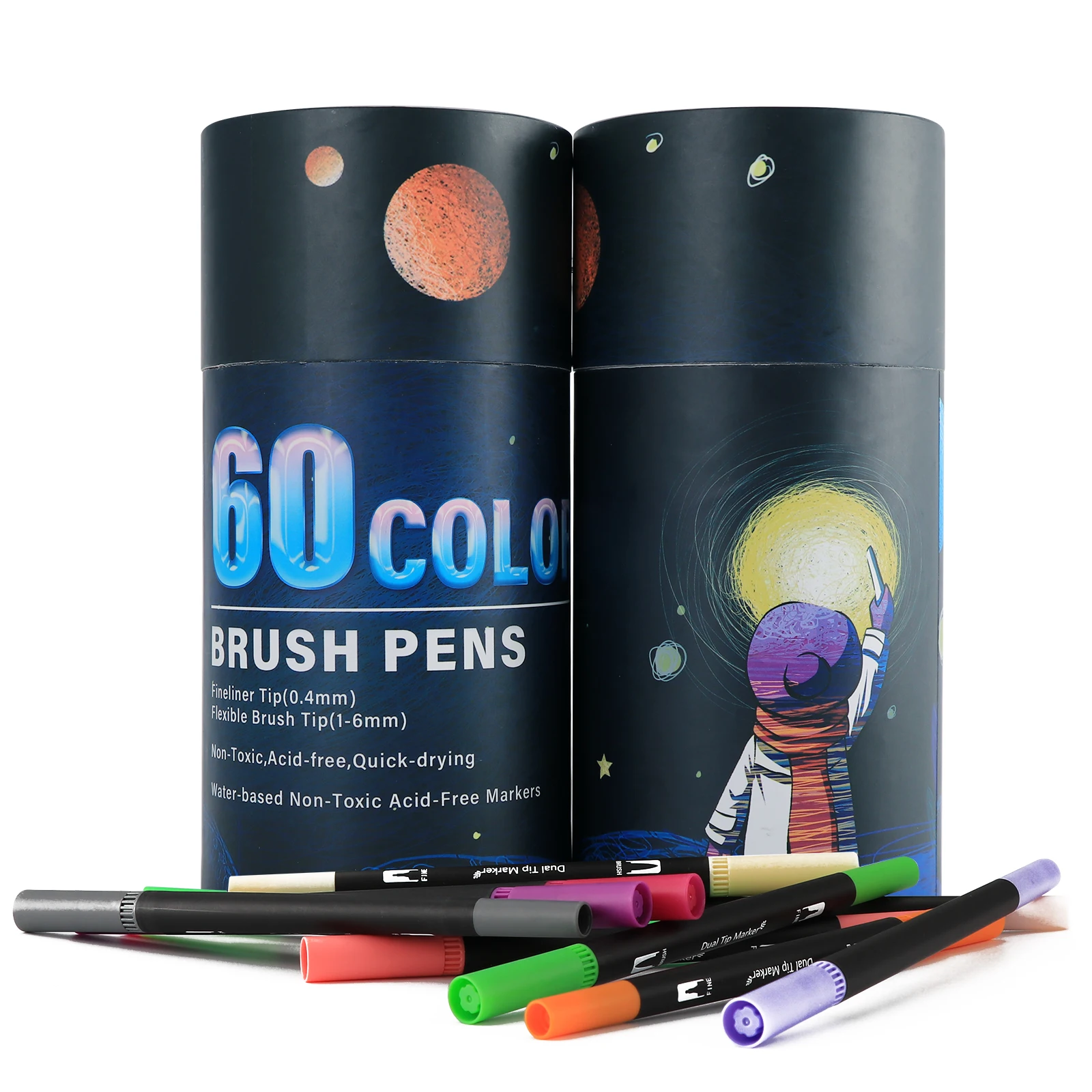

24/60 Colors Markers Manga Sketching Markers Brush Pen Dual Tip Fineliner Drawing for Calligraphy Painting Art School Supplies