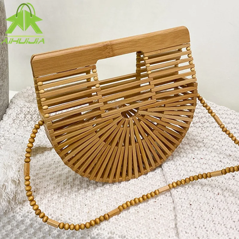 Роскошная сумка для женщин новинка 2021 открытая соломенная из ротанга мобильный