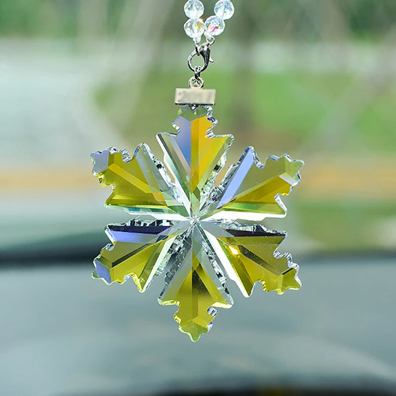Snowflake Crystal Car Pendant In Hanging Ornaments Rearview Mirror Pendants Auto Decor Accessories For Women Girls Gifts | Автомобили и