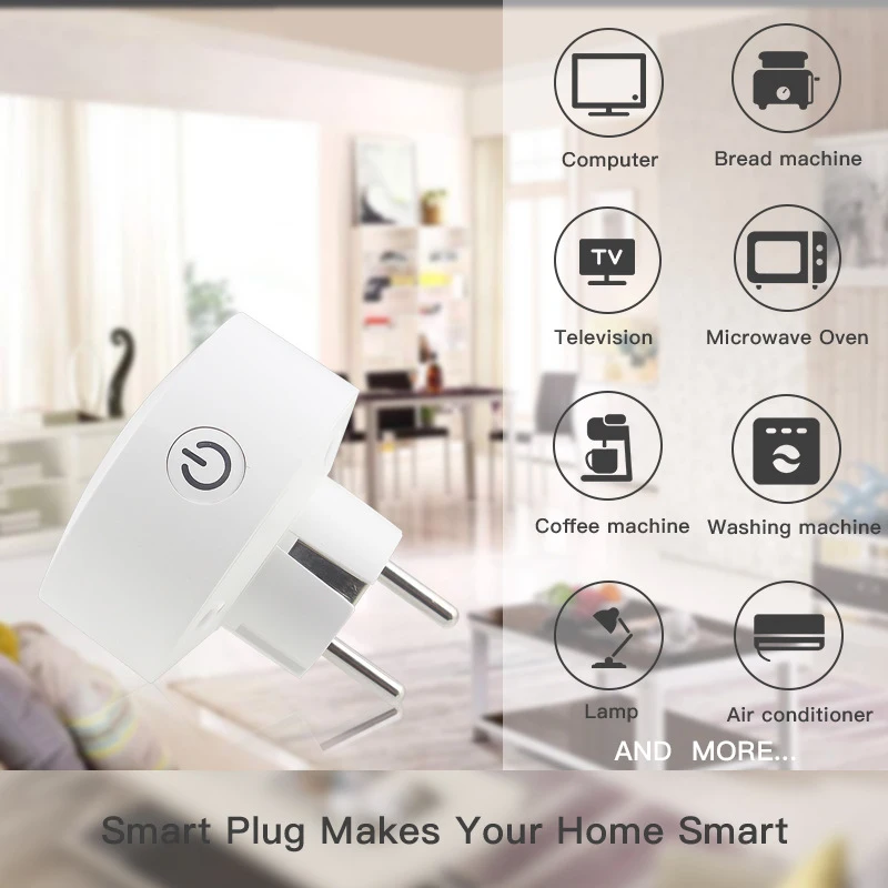 

WiFi Smart Wireless Plug EU Adaptor Remote Voice Control Power Energy Monitor Electrical Socket Alexa Google Home 10A Dropship