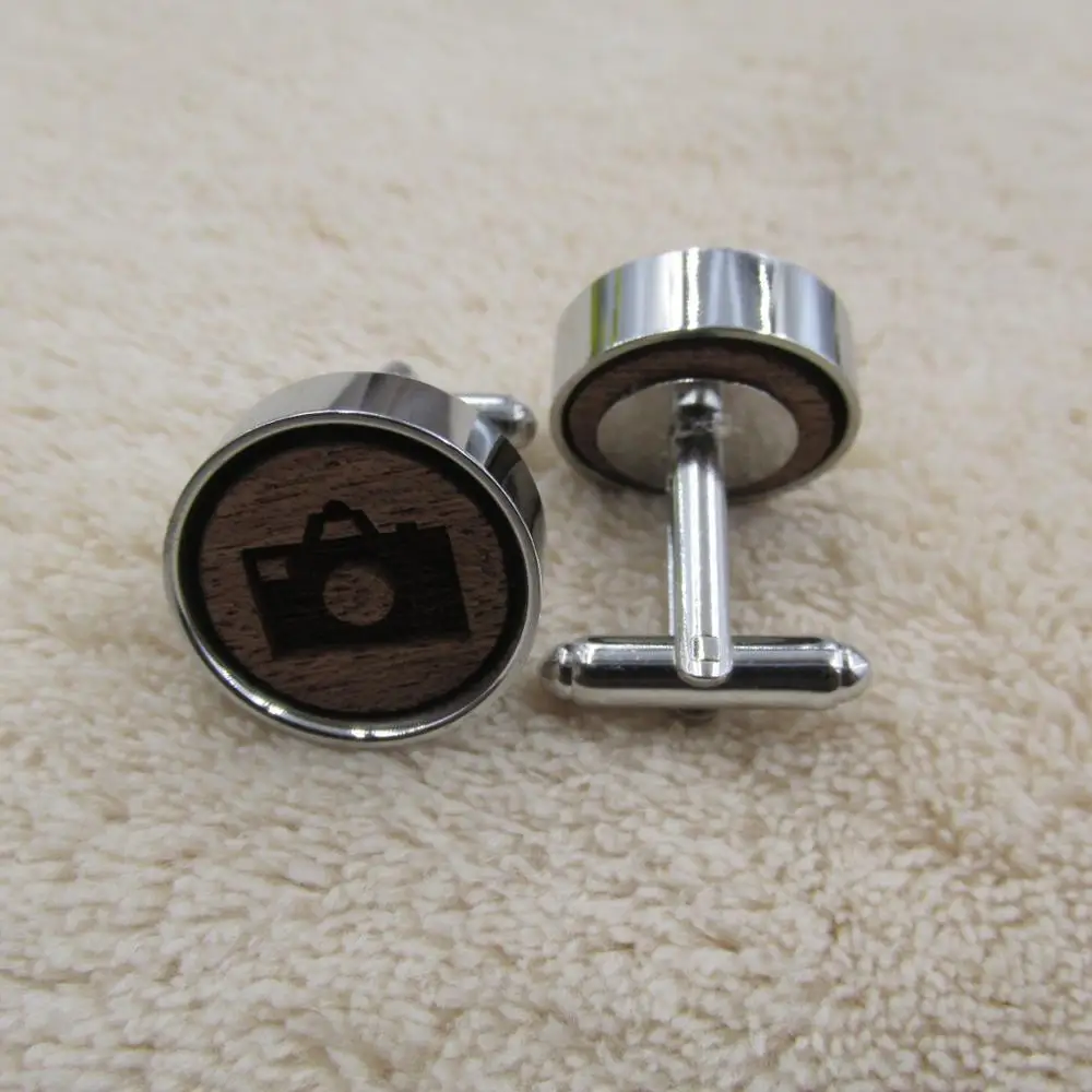 Camera Wood Photographer Cufflinks &amp Tie Clip Wooden Cuff Links Wedding Gifts For Mens Dad Husband | Украшения и аксессуары