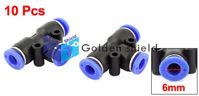 

10Pcs 3 Way Tee Push In Pneumatic Quick Release 1/4" Tube Fittings Connectors