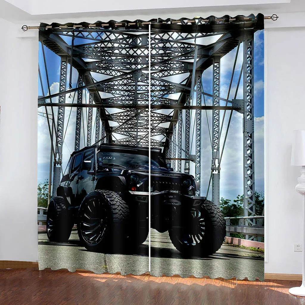 

High Quality 3D Printing Car Window Curtains Modern Living Room Curtain for Bedroom Home Decor Blackout Curtains Curtain Living