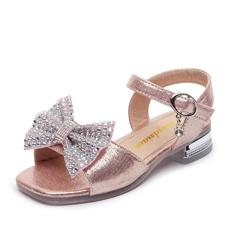 

SUOAI Children's Shoes Delicate Little Girl Shoes Princess Shoes Stylish Girl Garden Shoes Show Shoes Bow Lace Rhinestone Trim